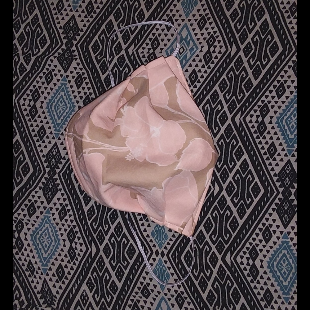Acacia South Pacific custom cloth face mask swimwear hibiscus pink tan c… - Picture 2 of 6